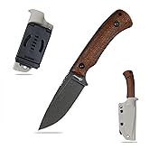 SDOKEDC Knives DC53 Steel Tactical Hunting Fixed Blade Knife Micarta Handle with kydex sheath for Men EDC Outdoor Camping Survival (Black stone wash+Micarta handle)