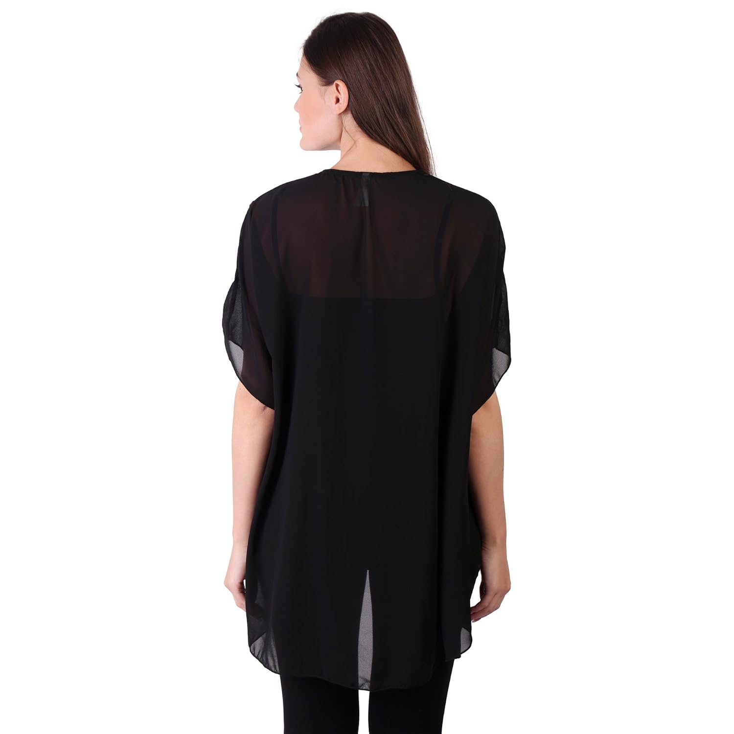 dare above all casual half sleeve solid women's black shrug