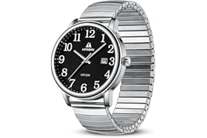 LN LENQIN Mens Watches Stainless Steel Analog Quartz Watch for Men Easy Reader 38 mm Fashion Business Waterproof Men's Wrist Watches with Date and Expansion Band