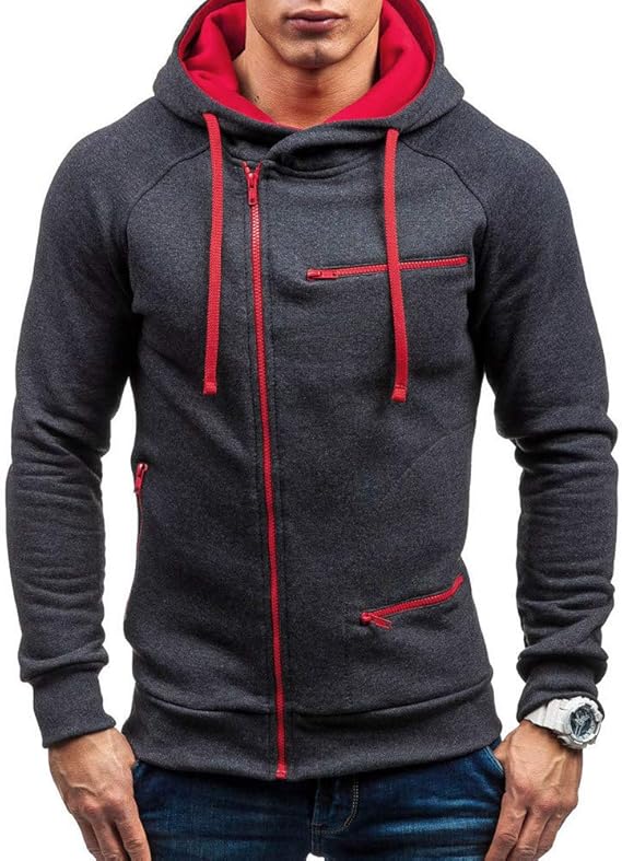 Hoodie mannen met ritssluiting capuchontrui effen sweatjack heren