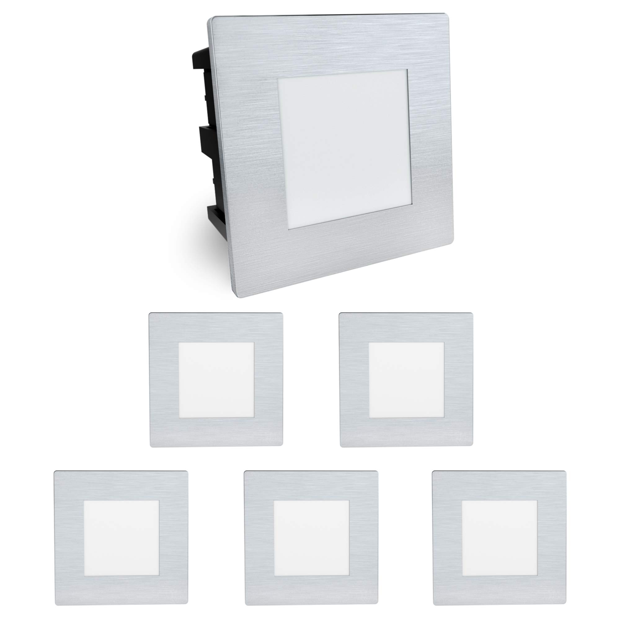 SSC-LUXon® LED Piko-SQ Wall Mounted Spotlight for Steps and Heels Outdoors IP65 230 V 1.5 W Warm White Pack of 6