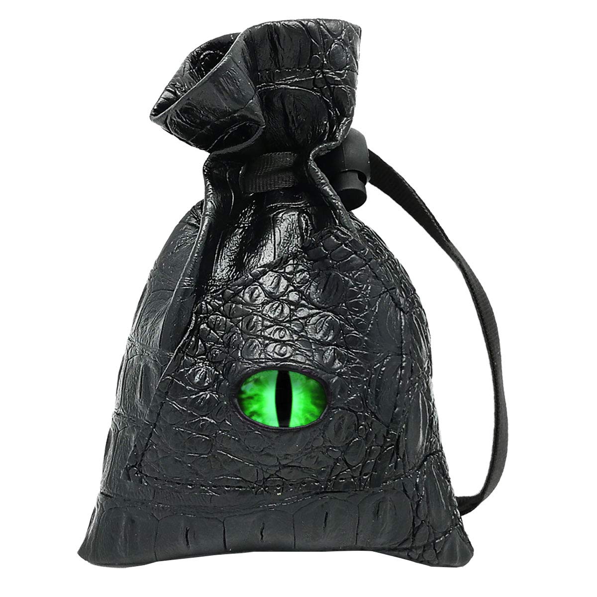 Haxtec Dragon Eye Dice Bag DND Leather Dice Pouch for Dungoens and Dragons TTRPG Gifts- Green Eye — image 1
