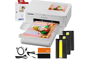 ZDIRECT Selphy CP1500 (White) Wireless Compact Photo Printer, Instant Portable Photo Printer 4x6 Prints - iPhone/Phone Picture Printer Bundle + KP-108IN Color Ink/108 Paper Set + Fiber Cloth, USB