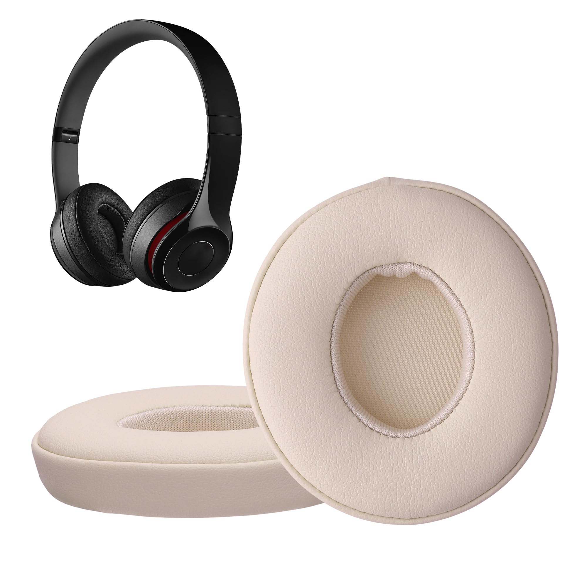 kwmobile 2x Headphone EarpPads for Beats Solo 2 Wireless/Solo 3 Wireless Replacement Ear Pads - Headphone Ear Covers - Beige