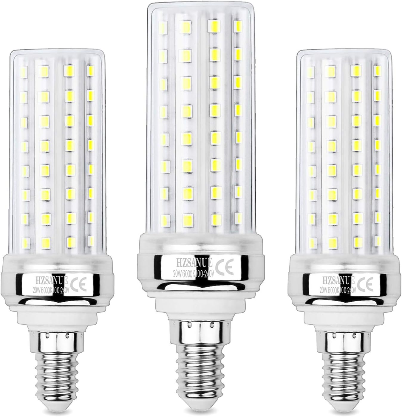 HZSANUE LED Corn Bulbs 20W, 150W Incandescent Bulbs Equivalent, 2300Lm, 6000K Daylight White, E14 Small Edison Screw, Pack of 3