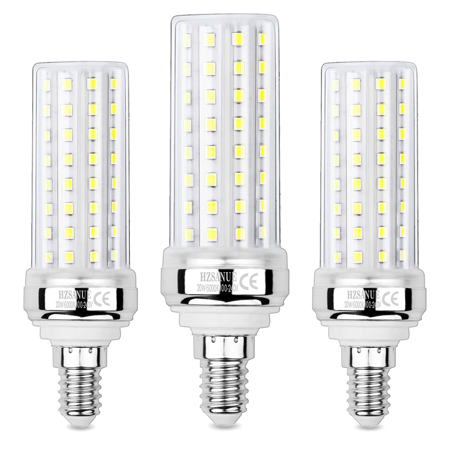 HZSANUE LED Corn Bulbs 20W, 150W Incandescent Bulbs Equivalent, 2300Lm, 6000K Daylight White, E14 Small Edison Screw, Pack of 3