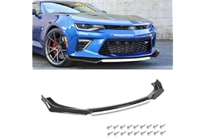 x xotic tech Front Bumper Lip Chin Spoiler Splitter Diffuser Protector Body Kit Compatible with Honda Accord Civic or Volkswagen MK5 MK6 MK7 Kia Optima or Mitsubishi Lancer Carbon Black w/White 4pcs