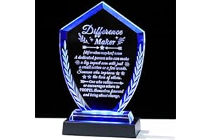 MOVDYKA Difference Maker Gift for Women Men - Laser Engraved Crystal Definition Plaque, Inspirational Office Desk Decor for Teacher Nurse Mentor Boss, Appreciation Gifts for Retirement Promotion Recognition