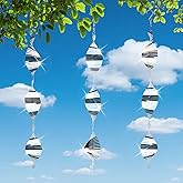 DELAVIDA Stainless Steel Bird Scare Devices, 3D Wind Spinners Outdoor, 9 Discs Set, Reflective Decor to Keep Swallow Pigeon Sparrow Away from House Patio Garden (Fish Bone)