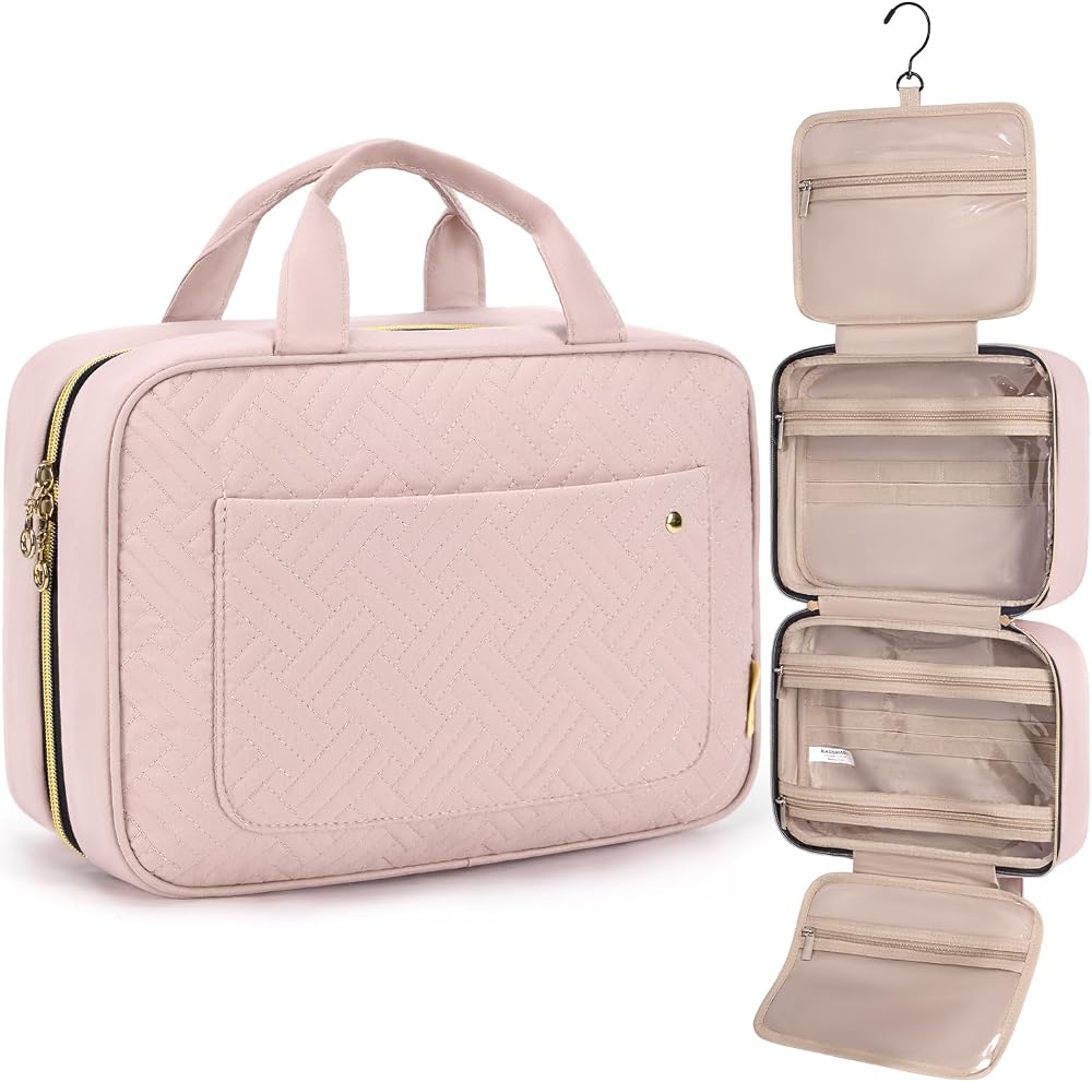 Bagsmart Hanging Toiletry Bag Large Capacity Pink Travel Organizer