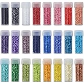 INSPIRELLE Uniform 120 Gram 12/0 (2mm) Cylinder Glass Seed Beads for Craft Jewelry Making, 24 Opaque Painted Colors