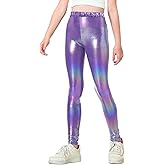Gnainach Girls Metallic Leggings Stretch Comfort Shiny Mystique Dance Pants for Toddler Kids Teen Yoga Party Workout