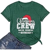 Christmas Shirts for Women 2025 Christmas Crew Shirt Xmas Lights Graphic Tshirt Holidays Short Sleeve Tops