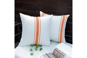 JOJOGOGO Outdoor Orange Decorative Throw Pillow Covers 18 x 18 Waterproof Set of 2 Orange Decor Spring Pillow Fall Cushion Co