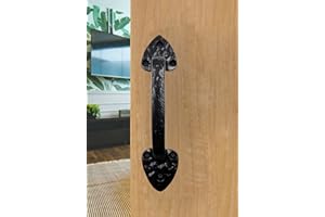 The Metal Magician 8.25 Inch Barn Door Handles, Pack of 2, Garage Door Handles Decorative, Hardware Rustic Leaf Spear Design Black Cast Iron Handle, Fence Gate, Metal Gate, Kitchen Cabinets