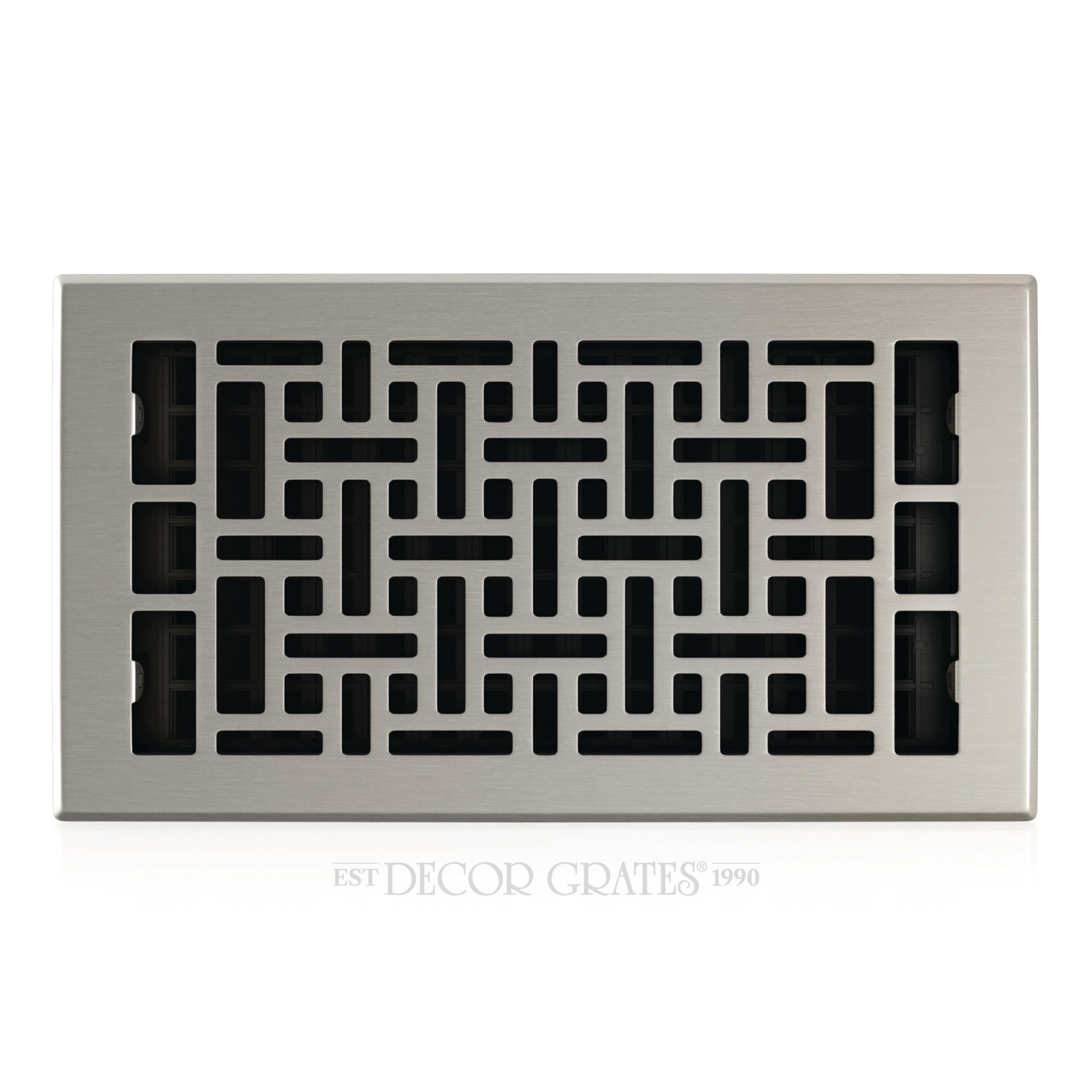 Decor Grates AJH612-NKL Oriental Floor Register, Brushed Nickel Finish, 6 x 12-Inch