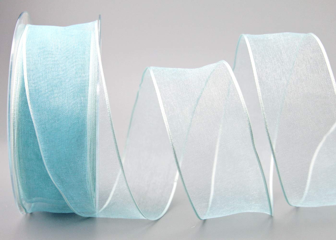 finemark 20 m x 40 mm Decorative Ribbon Chiffon Mint Gift Ribbon Bow Ribbon Transparent Organza with Stable Edges Premium Quality Wedding Birthday Chiffon Ribbon Plain