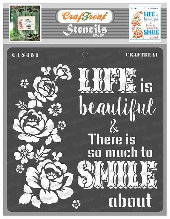 Buy Craftreat Quotes Stencils for Craft and Art Smile Now 6X6
