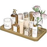 Weenson Gold Bathroom Vanity Tray for Countertop Perfume Makeup Jewelry Decor Candle, Bamboo Kitchen Tray for Soap Dispenser Spice Coffee, Toilet Tank Tray 11.81”L x 6.1”W x 0.79”H