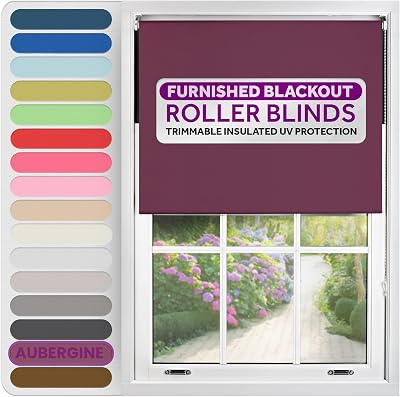 Furnished Roller Blinds Thermal Blackout Aubergine 190x165 cm