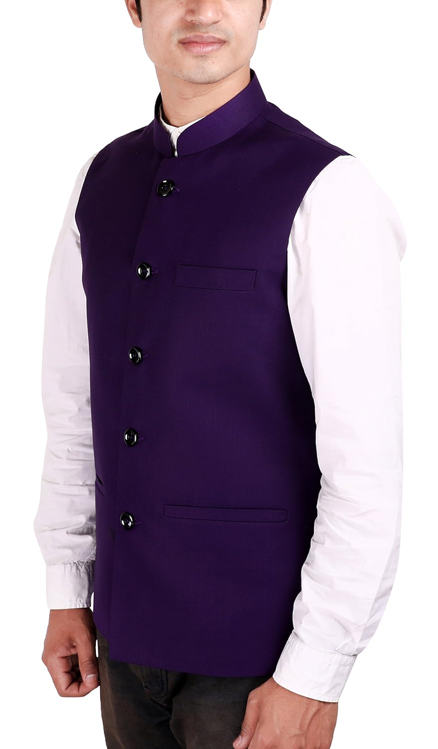la rainbow mens cotton bandhgala modi jacket/waistcoat-purple