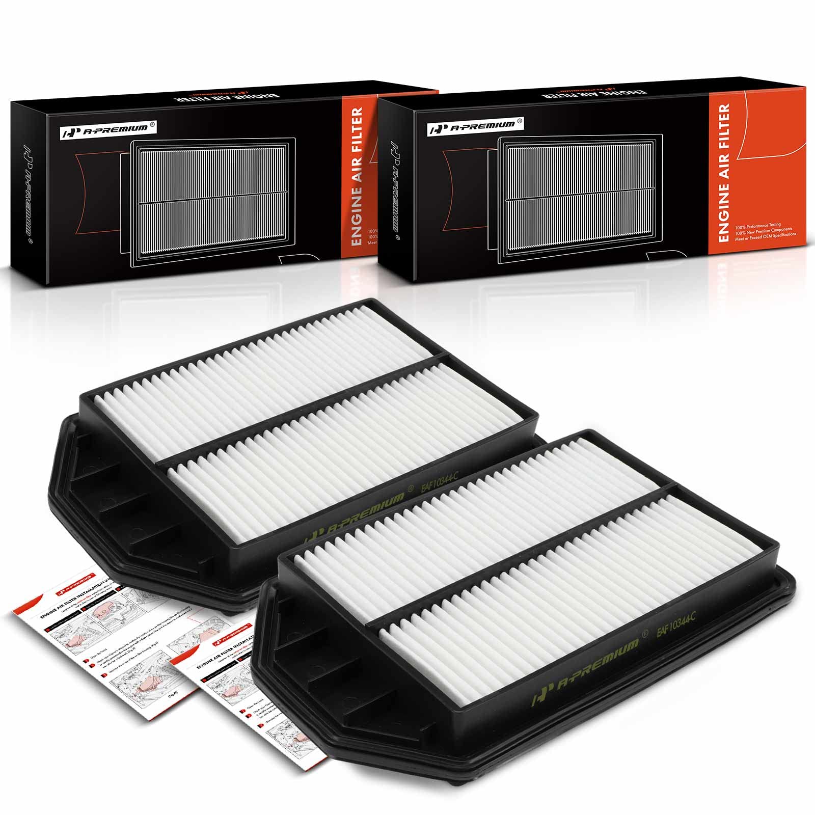 Photo 1 of A-Premium 2-PC Engine Air Filter Compatible with Honda CR-V 2007 2008 2009, L4 2.4L, Rigid Panel, Replace# 17220RZA000