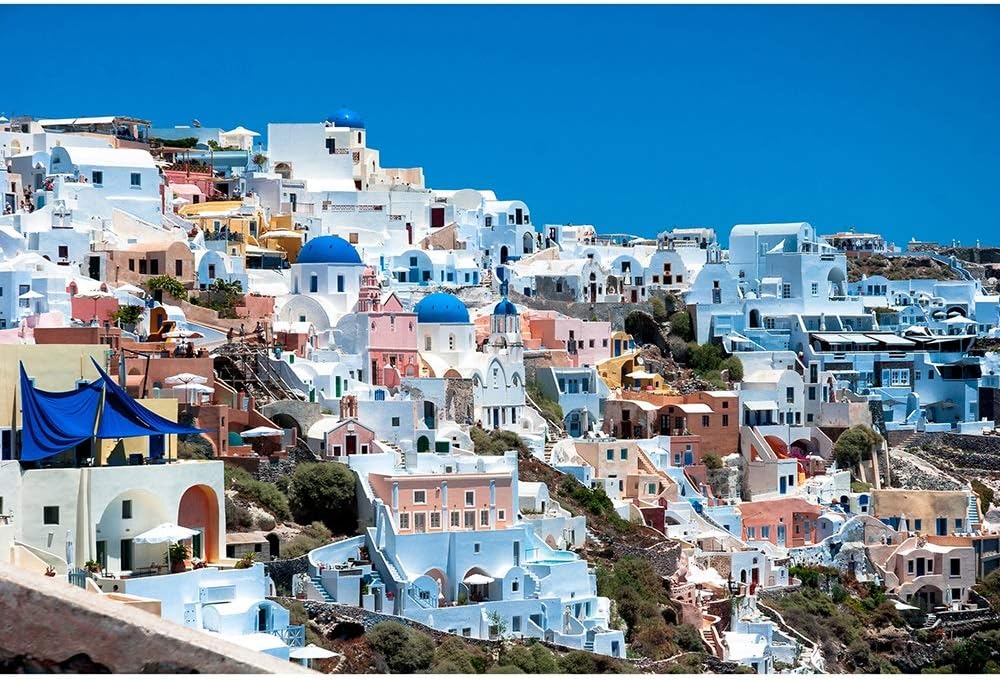 Wooden Jigsaw Puzzle, Santorini Large Difficult Landscape Puzzle Adult Eliminates Stress 1128 (Size : 500 pieces)