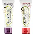Jack N' Jill Natural Toothpaste for Kids - Fluoride Free Toothpaste, 40% Xylitol, BPA Free - Blackcurrant & Strawberry, 1.76 oz (2 Pack)