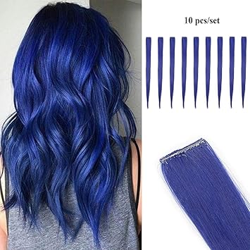 2255cm Extensiones De Colores De Cabello Clip Mechas De Colores Fantasía 10 Tirasset Pelo Sintético Natural Para Niñas Muñecas Postizos Pelucas