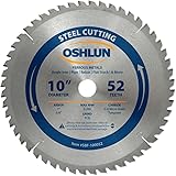 Oshlun SBF-100052 10-Inch 52 Tooth TCG Saw Blade with 1-Inch Arbor (5/8-Inch Bushing) for Mild Steel and Ferrous Metals