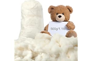 Wesnoy 500g/1.1lb Cotton Stuffing for Stuffed Animals Soft Pillow, Natural Cotton Fiber Filling Batting, for Toys, Cloud Decorations, and More
