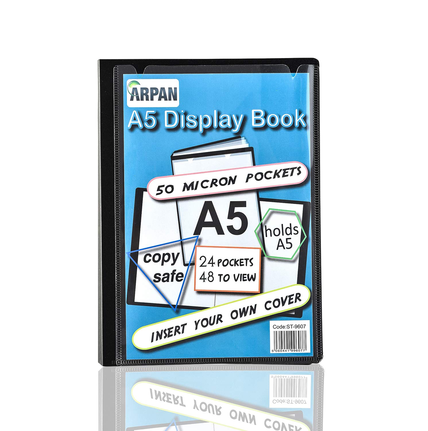 Display Book - 24 Pockets Black Presentation A5 Display Book Folder Folio for Professionals, Business, Students, Projects, School, College & Personal Use by Arpan