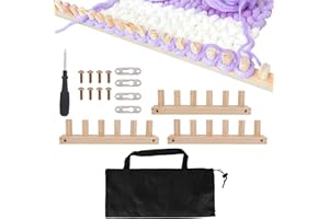 Chunky Knit Blanket Loom Kit for Adults, Big 35.4in Thick Wooden Frame Complete Set with Storage Bag, Screwdriver Tools & Cro