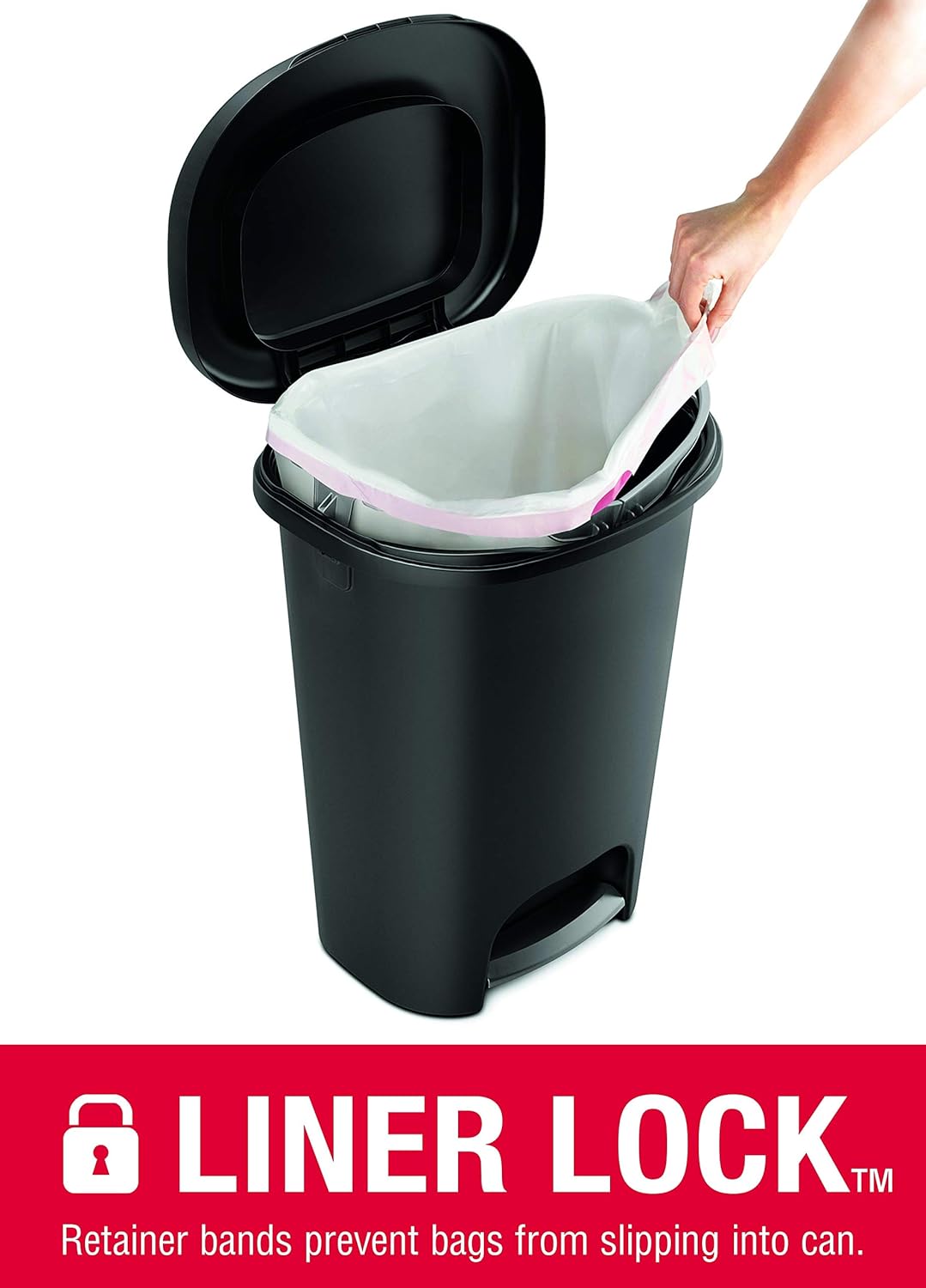 Rubbermaid NEW 2019 VERSION Step-On Lid Trash Can for Home, Kitchen, and Bathroom Garbage, 13 Gallon, Black: Home & Kitchen