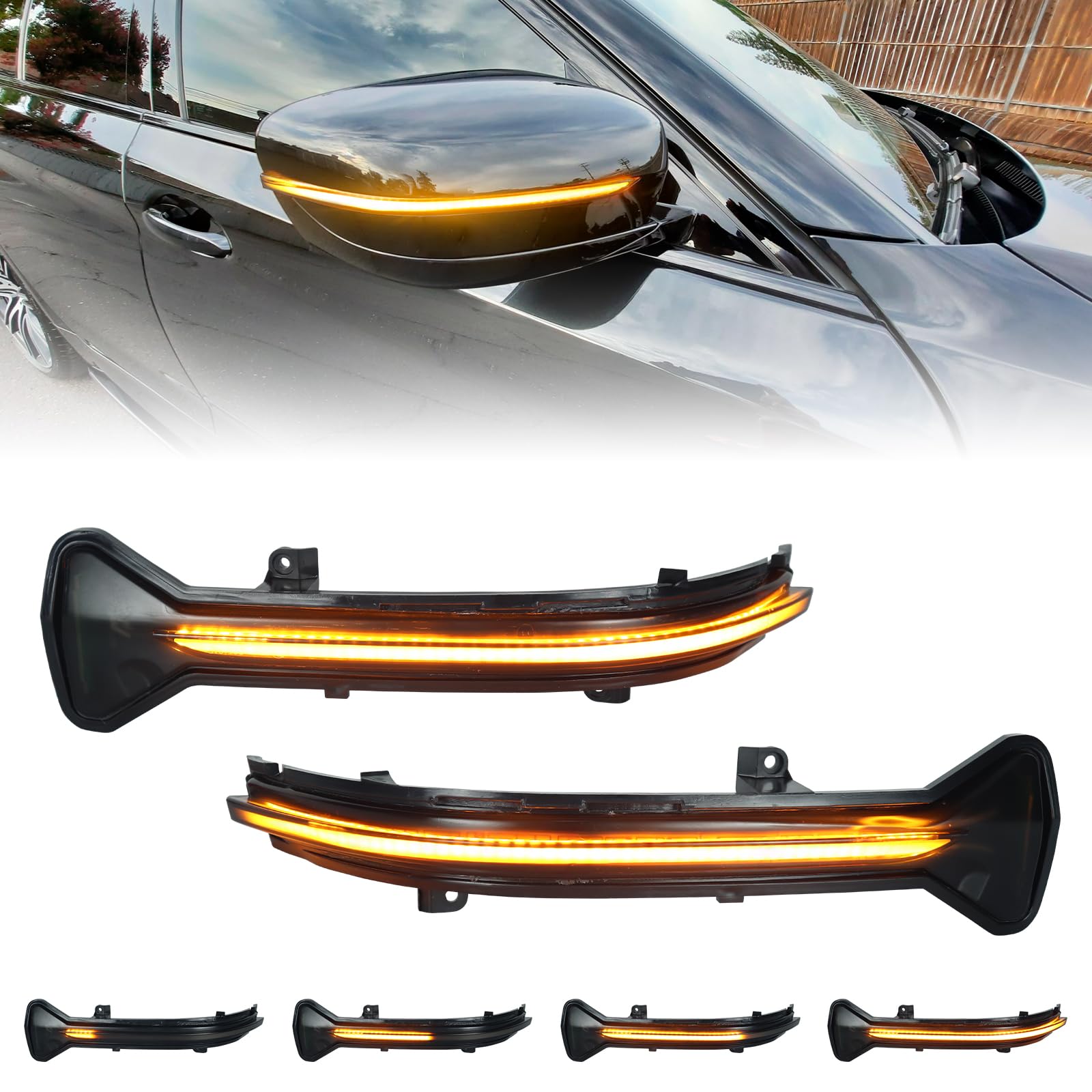 Photo 1 of Sequential Amber Led Side Mirror Turn Signal Lights for BMW 5 6 7 8 3 Series G38 G30 G31 G11 G12 G14 G15 G16 G20 M5 F90, Smoked Lens Dynamic Indicator