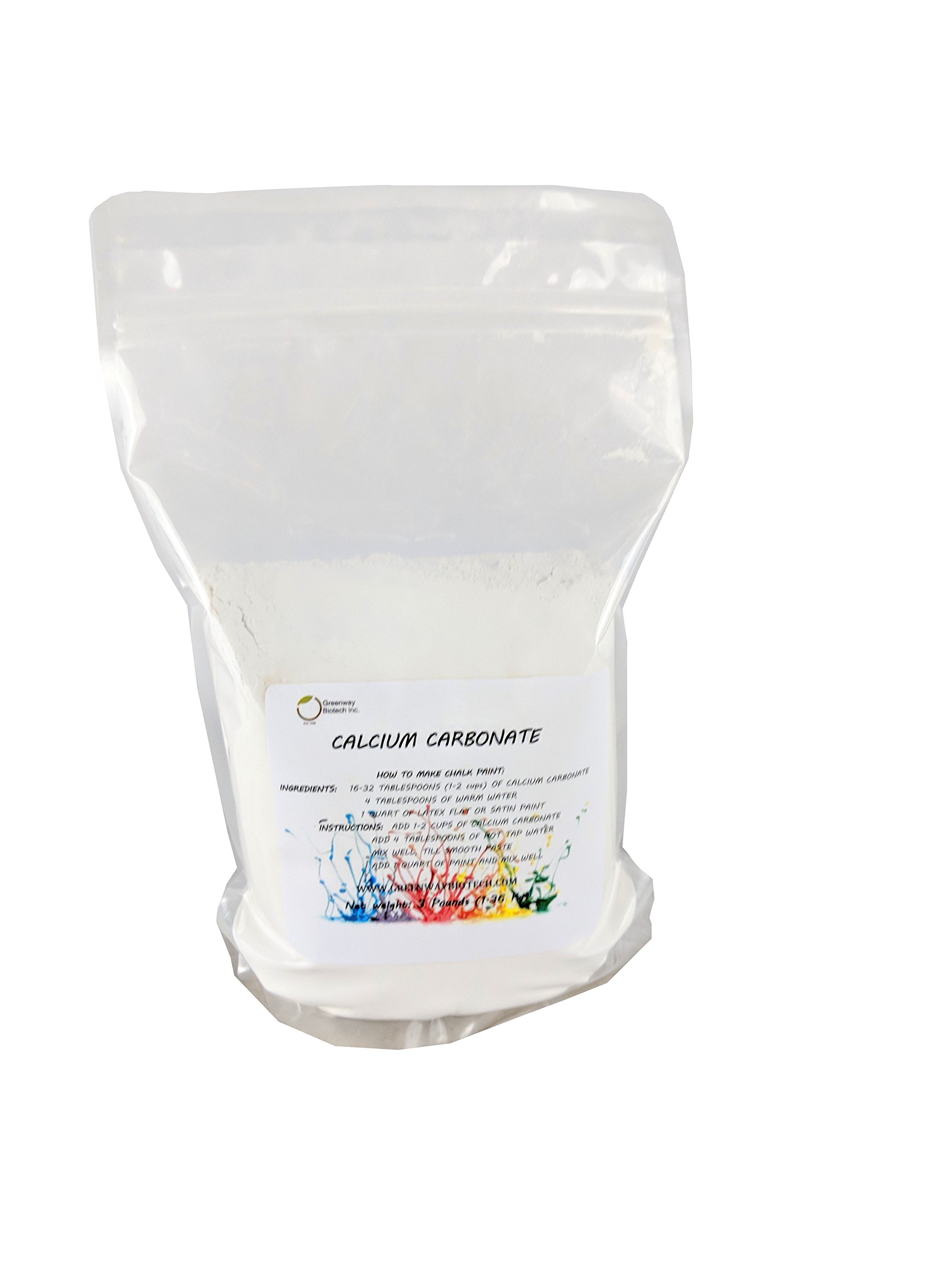 Photo 1 of Greenway Biotech Calcium Carbonate Powder- Natural Antacid Limestone Rock Dust Very Fine Powder for, Home, Chalk Paint Texture Additive, and Other DIY Projects (3, Pounds)