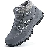 Moodeng Mens Winter Boots Casual Lightweight Snow Boots Warm Fur Lined Hiking Boots Water-Resistant Comfortable Ankle shoes Outdoor Walking