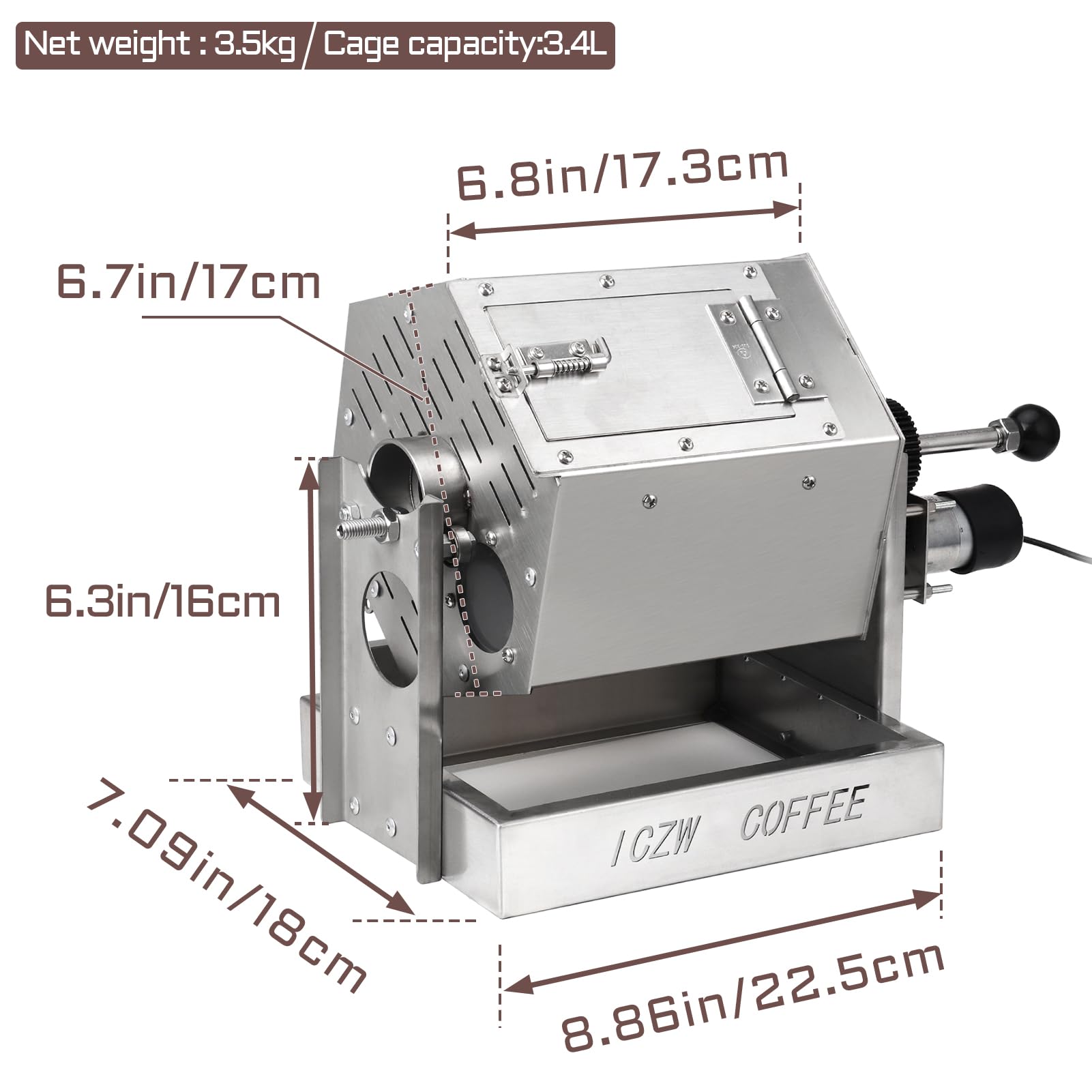 Commercial Coffee Bean Roaster 14.5L Stainless Steel Togo