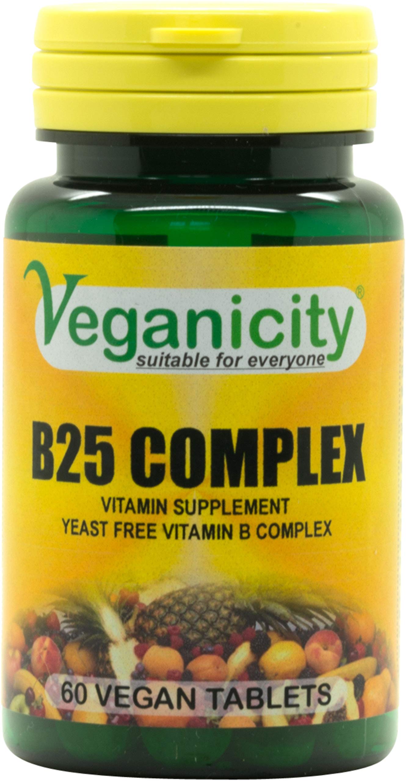Veganicity B25 Complex : Vitamin B Supplement : 60 Tablets, in a Planet-Friendly 99% reccyled Pot