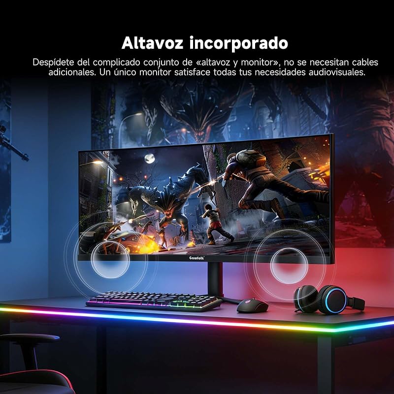 Monitor de gaming ultrawide curvo de 34 polegadas, 165 Hz, 3800R 21:9 UWQHD (3440×1440) Ecrã, 120% sRGB, 1 ms, Adaptive Sync, DisplayPort, HDMI, Suporte Ajustável em Altura - Preto