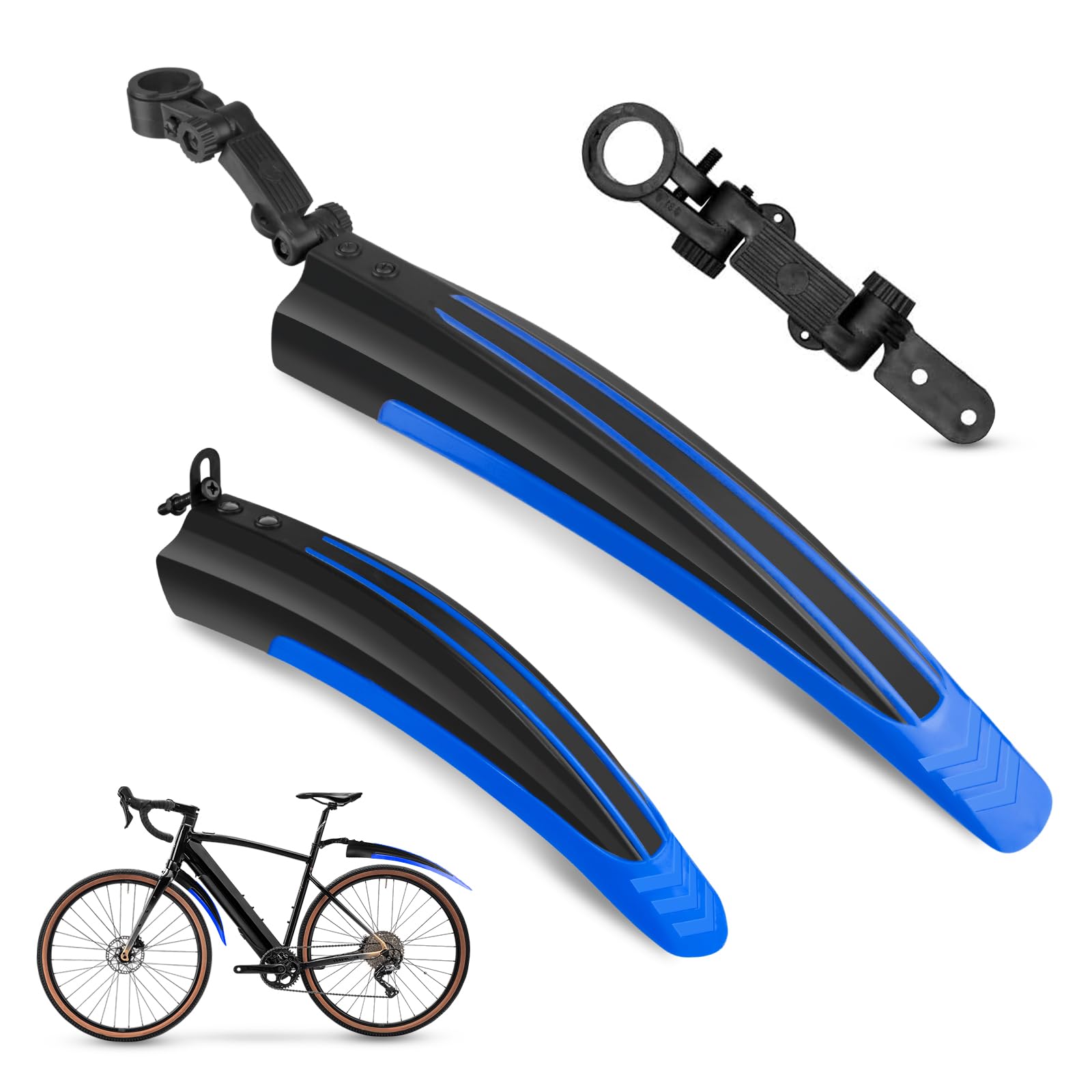 Vockvic Bicycle Mudguards, Full Cover Thickening Widening Mountain Bike Front and Rear Mud Guard Fenders Portable Adjustable Mountain Bike Mudguards Suitable for Mountain Bikes(Blue)