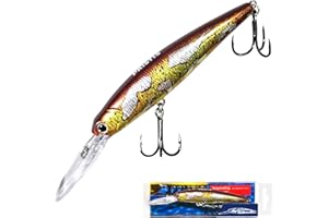 Pristis Minnow Fishing Lure, Long Casting Crankbait with Sharp Treble Hooks, Saltwater Freshwater Hard Bait Plug Set Tackle Kit with Precise Weight & Exquisite Coating for Crappie Bass Pike