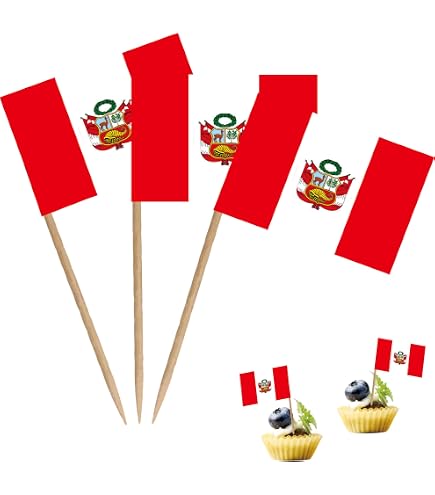 100 Stück Peru-Flaggen Zahnstocher – Cupcake-Topper, Mini-Flaggen Für Cocktails & Party-Essen