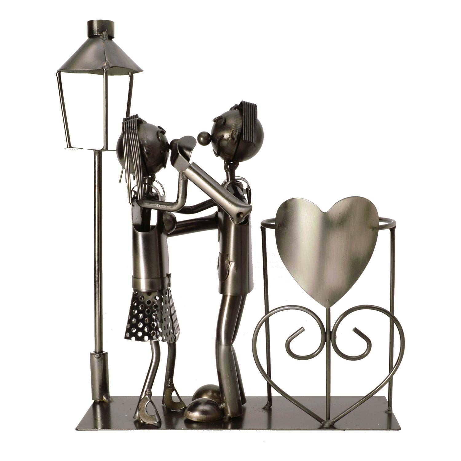 Michel Toys Dance Couple Bottle Holder with Lantern for Tea Light Candle, Metal, Silver