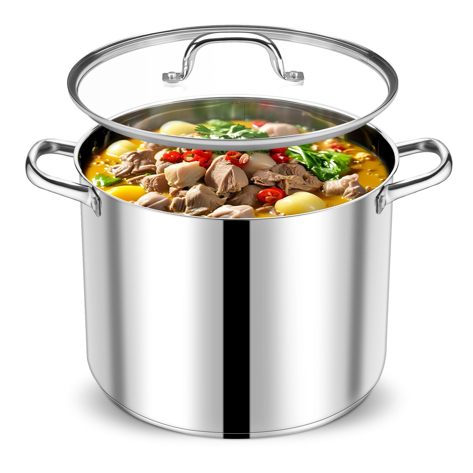 Photo 1 of P&P CHEF 20 QT Stock Pot with Lid, Stainless Steel Large Cooking Pot, Soup Canning Stockpot for Stewing Simmering, Tri-ply Bottom for All Stoves, Heavy-Duty &Dishwasher Safe & Food-Grade