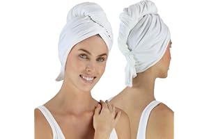 Hair RePear Anti Frizz Premium Cotton Hair Towel Wrap, Wet Hair Towel Wrap for Women, Plop Scrunch Curly, Wavy, Straight Hair (White, 29” x 45”)