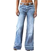 GORGLITTER Women's Baggy Jeans Low Rise Boyfriends Wide Leg Denim Pants