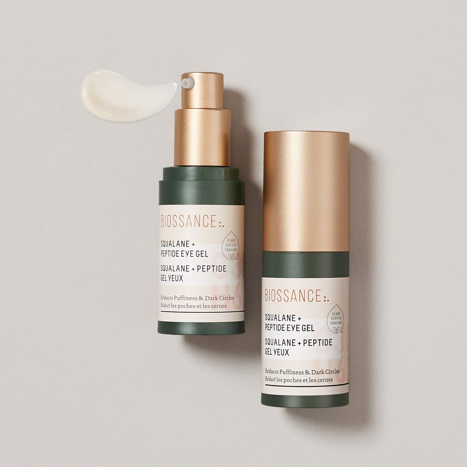 Biossance Squalane + Peptide Eye Gel - Ultra-Hydrating Eye Gel for Puffiness + Dark Circles - No Parabens + Fragrance-Free (15ml): Beauty