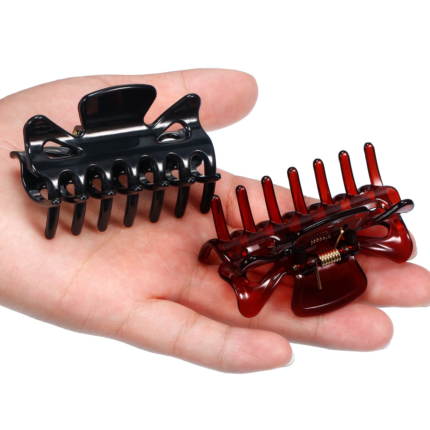 6 Pieces Plastic Hair Clips Claw Women Hair Claw Clamps Hairpin (Black and Brown) : Beauty