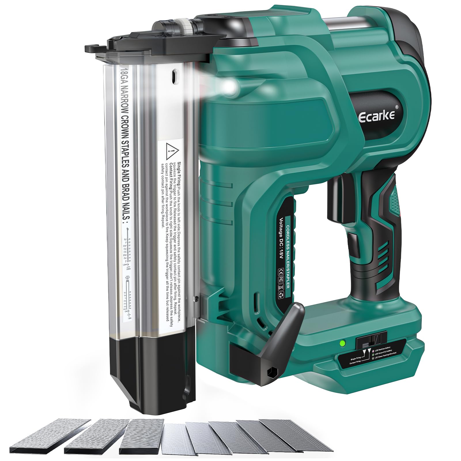 Photo 1 of Ecarke Cordless 2 Inch Brad Nailer Compatible with Makita 18V Battery(No Battery),2 in 1 Electric Nail Gun,18GA Staple Gun with 1000 Nails, Battery Powered Nail Gun for Trim Wood Crafting Carpentry